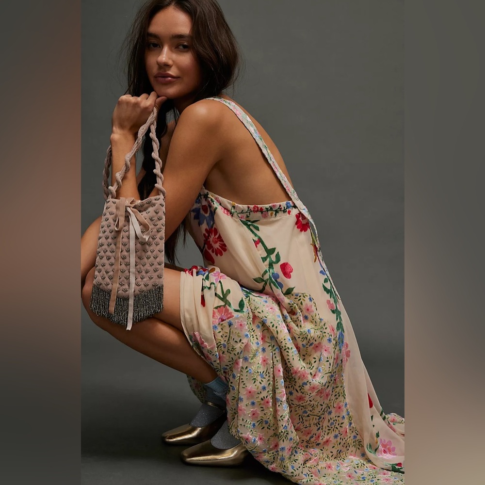 FREE PEOPLE Falling Petals Velvet Maxi Dress XS NWT - Picture 5 of 5